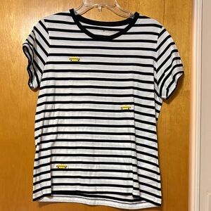 Kate Spade Navy and White Striped Top with Embroidery Detail